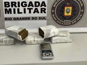 Brigada Militar prende jovem com 1,2kg de maconha em Getúlio Vargas