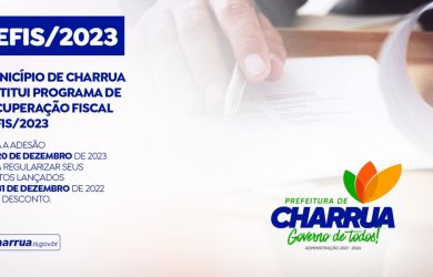 Município de Charrua institui Programa de Recuperação Fiscal – REFIS/2023