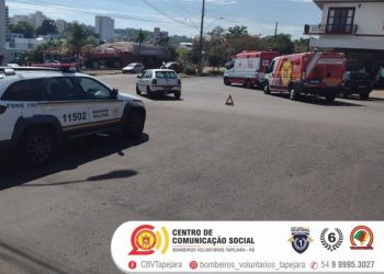 Colisão entre dois veículos registrada na Avenida Sete de Setembro em Tapejara